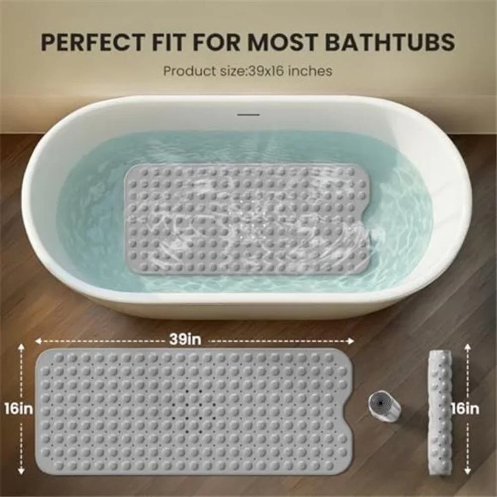 Non Slip Bath Tub Mat Extra Large Shower Mat Suction Cups Machine Washable